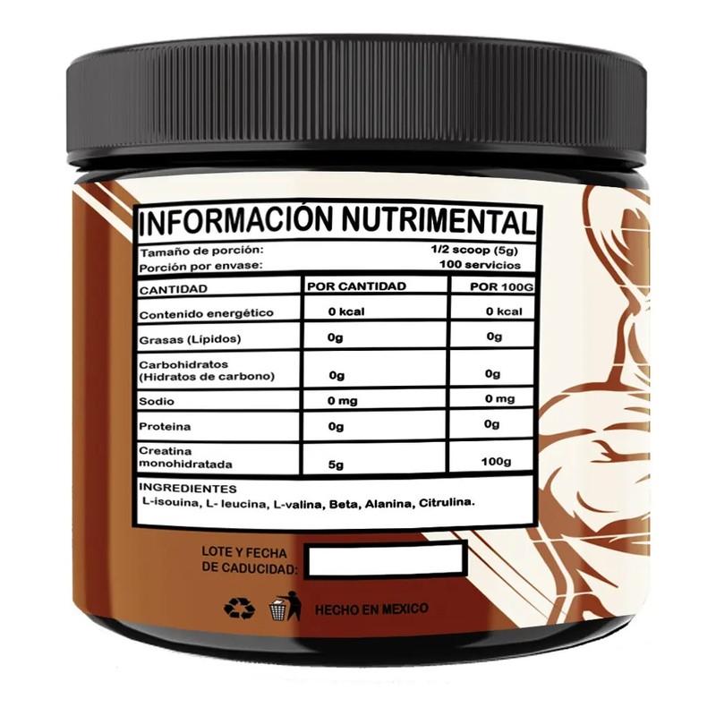 Creatina Monohidratada Suplemento 500gr Klokan 100 Servicios