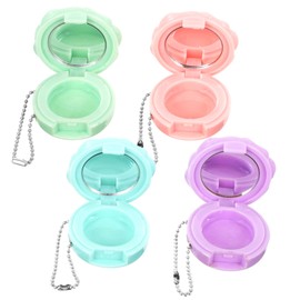 IWOWHERO 4pcs Rose Design Refillable Cosmetics Cases Small Eyeshadow Lipstick Containers Compact Travel Makeup Storage for Women