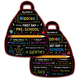 First & Last Day of School Board, 11x13 Inch Chalkboard Back to School Sign for Boys Girls Double Sided 1st Day of Preschool Signs Photo Props for Kindergarten (Bag)