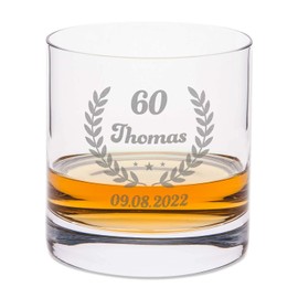 Leonardo Whiskyglas mit Gravur - Geburstagskranz - Personalisiert mit Name Alter & Datum - Geschenke für Whiskyliebhaber zum Geburtstag - Geschenk für Papa Ihn Mann Männer