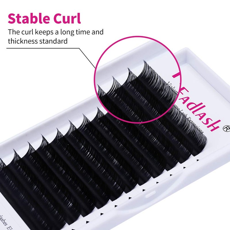 Volume Eyelashes, 0.05 mm Thickness, D Curl, 11–19 mm Length,
