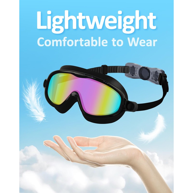 Hurdilen Kids Swimming Goggles for Kids, Anti-fog, UV Protection, Wide