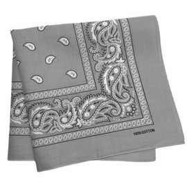 Trifong Bandana, 100% Cotton, Cashew Nut Pattern, Paisley Handkerchief, Unisex, Large, 21.7 x 21.7 inches (55 x 55 cm), Cashew Nuts Gray, 55 × 55 cm