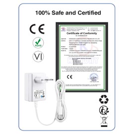 VOLTKARE 12V 1A Power Supply, 12W Transformer AC 220-240V to DC 12V Transformer, EU Plug with 4 DC Plug Tips for LED Strips, CCTV Camera, Radio, Housing, Fan, Route