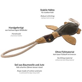 Schnüffelfreunde Dog Toy - Donna Duck - Cuddly Toy with Rope - Leather Toy for Dogs