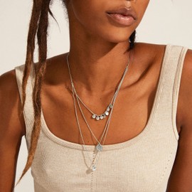 Pilgrim ARDEN 3-in-1 crystal necklace gold-plated: Rose gold or silver plated with crystal, One Size, Gold Plated Zinc Brass