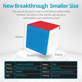 Oostifun MoYu Cubing Classroom Mofang jiaoshi Meilong12 12 x 12 Eight Layers Magic Puzzles Cube MFJS 12 x 12 x 12 Cube, Multicoloured, Stickerless, MF8866