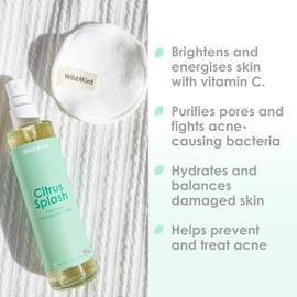 WildMint Citrus Splash Natural Face Toner | Brightening Toner for Sensitive, Mature & Damaged Skin | Vitamin C for Dark Spots & Acne Prone Skin | UK Made Vegan & Cruelty-Free Skincare | 100ml