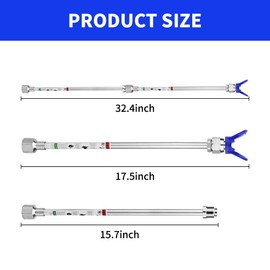 Start sailingup 2 x Extension Pole for Airless Paint Spray Gun+Airless Sprayer Nozzle Tip Guard Replacement G7 / 8-14 for Airless Paint Guns (2 x16inch airless Extension Wand)