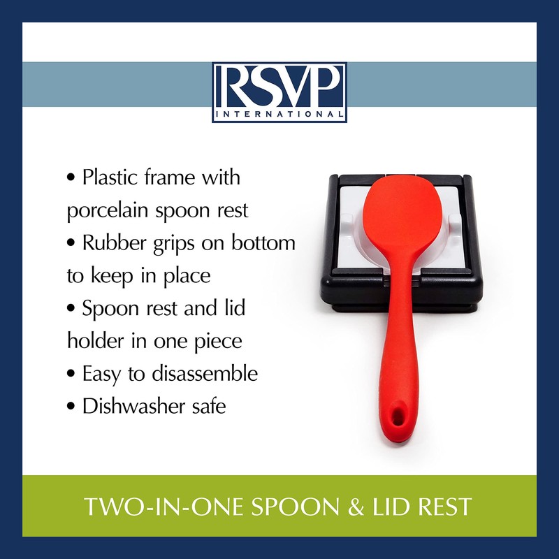 RSVP International Kitchen Cooking Collection Tool Rest, Lid & Spoon,