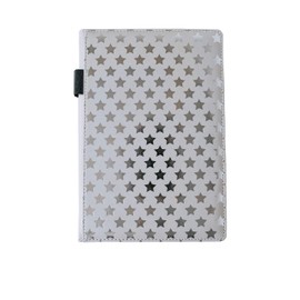 EJRange Notebook A5 Lined Note Pad- Padded Wipe Clean Cover Ruled Journal Notebooks Stationary, 192 Pages, Stars Design(Grey)