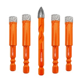 BGTEC Diamond Drill Bits Set Core Drill bit with Quick Change Hex Shank, 5pcs 3/8"*4 Tile Drill Bit+3/8" Carbide Drill Bit for Ceramic Tile Porcelain Tile Marble Granite