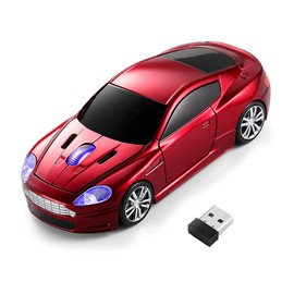 ECOiNVA Wireless Sports Car Mouse Laptop Computer Optical Mouse Desktop 2.4G USB PC Mice (Red)