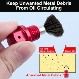 LEONTOOL M12 x 1.5 Magnetic Oil Drain Plug Aluminum Sump Drain Nut Bolt with Red Copper Crush Washer Gaskets, Leak-proof Oil Pan Drain Plug Removal Tool Replacement Car Accessories for Most Vehicles