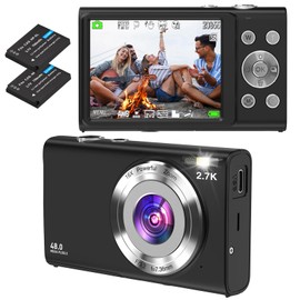 Digitalkamera, STUOGYUM Autofokus Vlogging Kamera FHD 2.7K 48MP Fotokamera Digitalkamera, Wiederaufladbare Kompaktkamera für YouTube Vlogging für Fotografie-Anfänger （Schwarz）