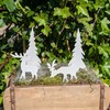 Garden Stake Set 2 Elk - 2 Christmas Trees White