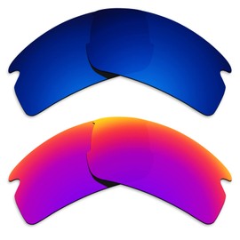 Alphax 2 Pair Polarized Replacement Lenses for Oakley Flak 2.0 OO9295 - Deep Water+Midnight Sun
