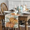 Artoid Mode Orange Pumpkins Eucalyptus Leaves Fall Table Runner, Autumn