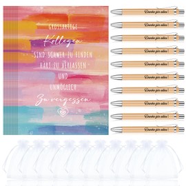 Tenare 10 Sets Colleague Gifts 10 Colleague Cards 10 Thank You for Everything Ballpoint Pen with Engraving 10 Organza Bags Farewell Gifts for Colleagues Job Change Thank You Gift for Retirement