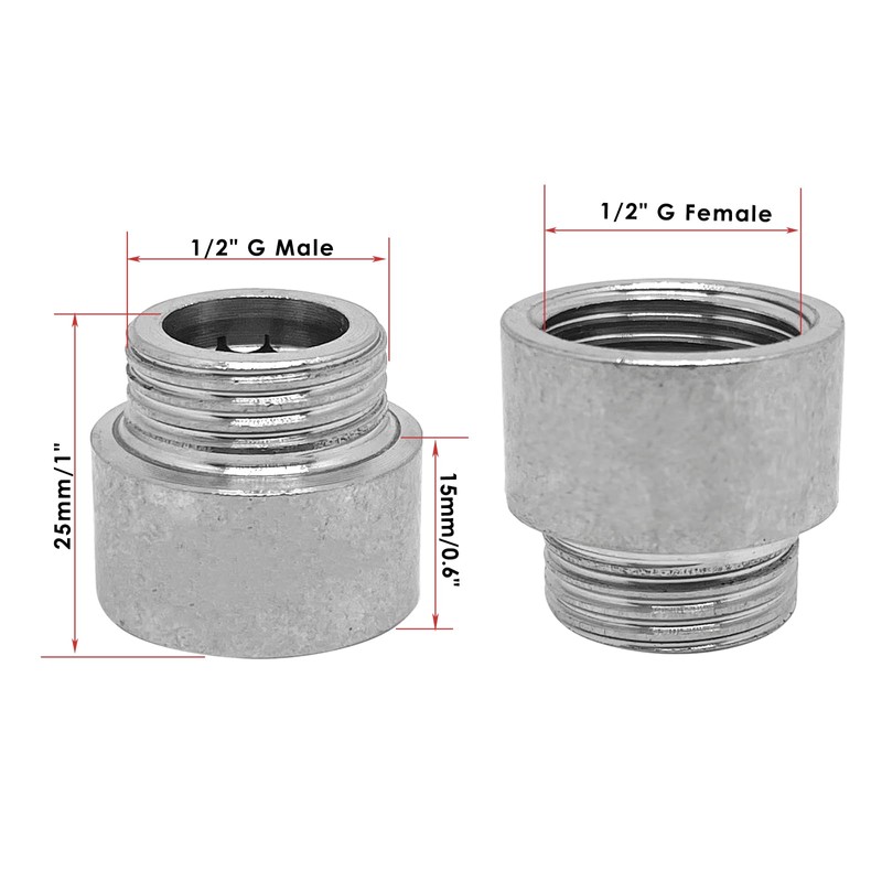 2pcs 1/2" G Male to 1/2" G Female Thread Shower