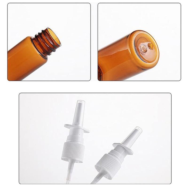 6PCS 10ML Empty Brown Glass Nasal Spray Bottles Refillable Fine