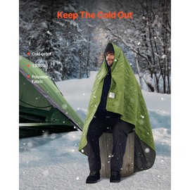 VEVOR Camping Blanket, Large Warm Stadium Blanket, Waterproof & Windproof, 330GSM Polyester Fleece, Flame Retardant, Great for Outdoors, Picnics, Hiking, Sports Events, Travel, 82" x 55", Bicolor