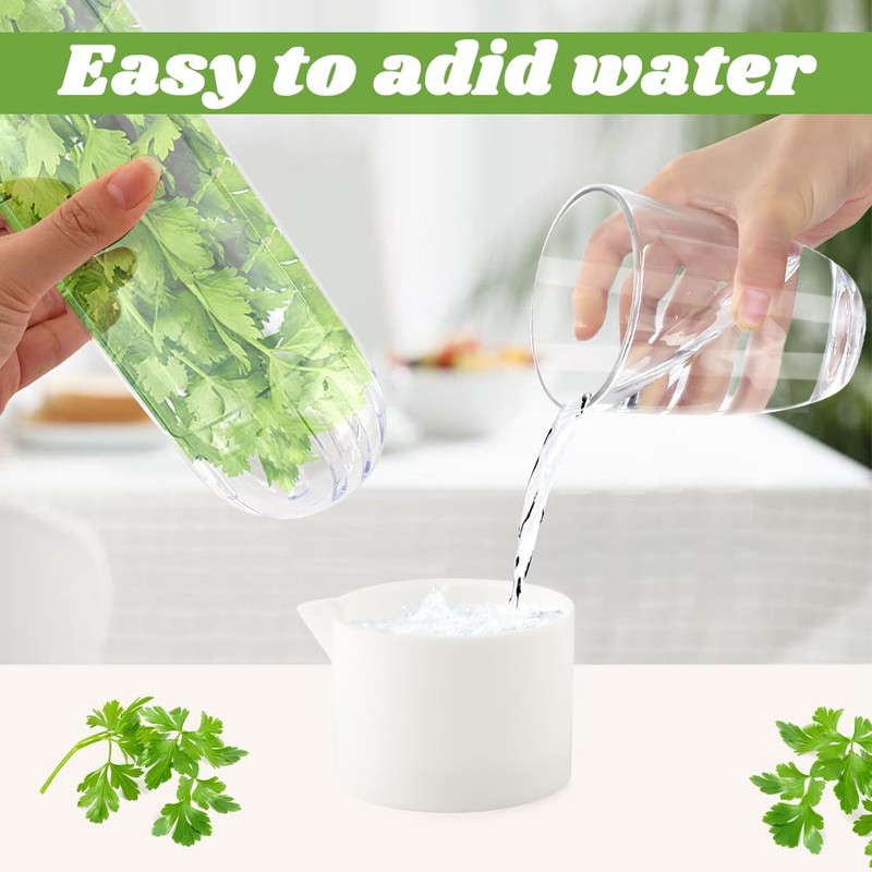 Giyochie Fresh Herb Saver Cilantro Storage Containers for Refrigerator, Transparent