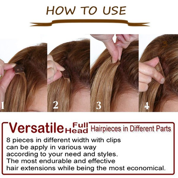 Clip-In Hair Extensions, 8 Wefts, Wavy Like Real Hair