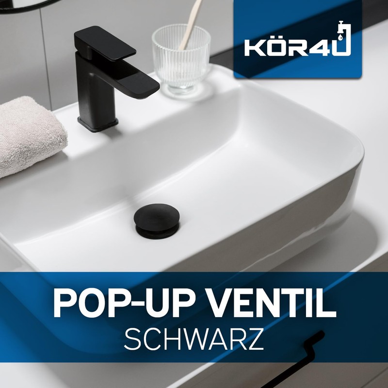 kör4u Design Pop Up Valve Black Matt 1 1/4 Inch