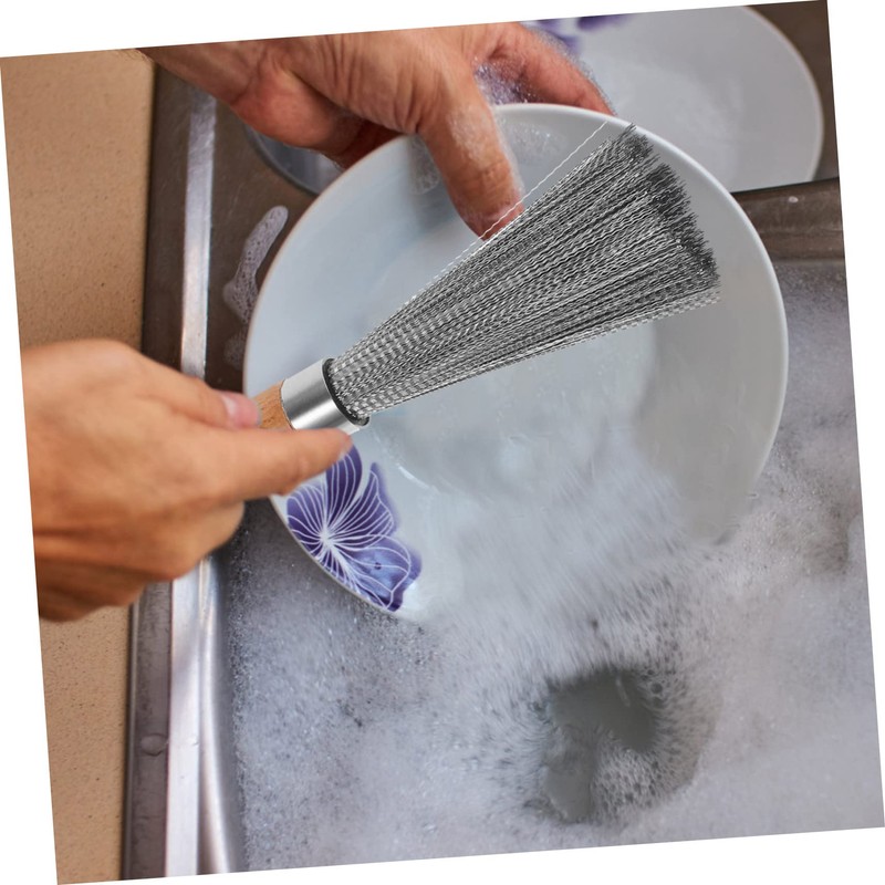 BESPORTBLE 2pcs Stainless Steel Cleaning Brush Handle for Pots Pans