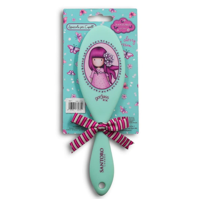 Santoro Gorjuss Girls Cherry Blossom Hairbrush - Turquoise