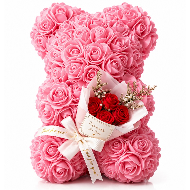 Rose Teddy Bear for Romantic Gifts – Artificial Rose Bouquet