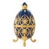 QIFU Hand Painted Blue Easter Egg Decorative Enamel Trinket Box