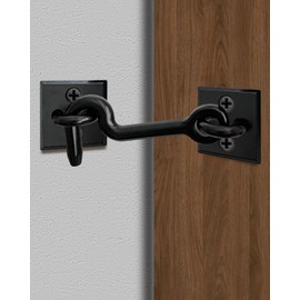 2 Pack Hook and Eye Latch for Door, Extra Large Size (Square Plate Width 4cm),Heavy Duty Barn Door Locks and Latches for Gate, Fence, Screen Door