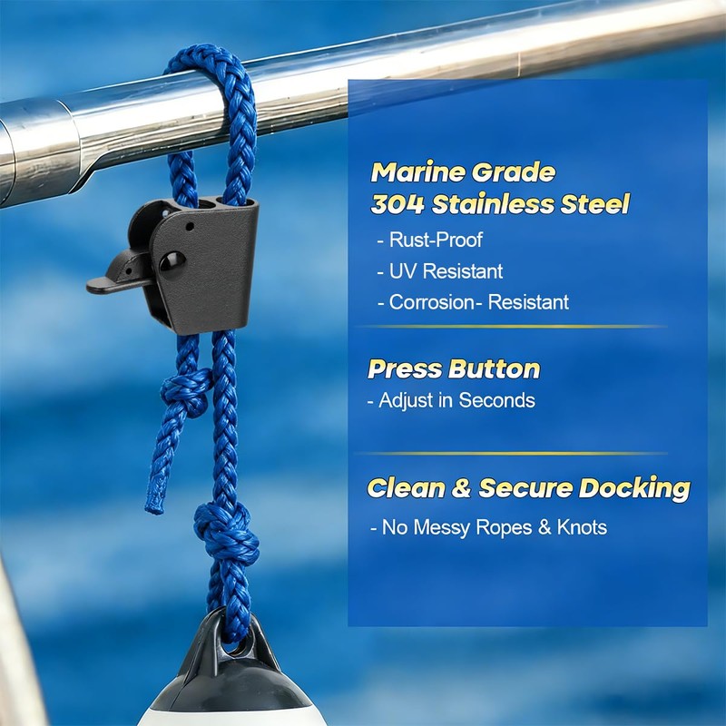 FUENEN Stainless Steel Boat Fender Clips, Quick Release Boat Fender