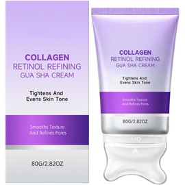 1PC Crema con Gua Sha, Colágeno y Retinol para Reafirmar (1PC) Crema con colágeno y retinol. Incluye herramienta gua sha. Ideal para rutina diaria de cuidado del cuello y rostro