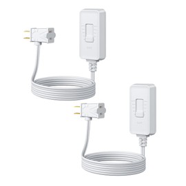 DEWENWILS Plug in Dimmer Switch for Lamp, Table Lamp Dimmer for Dimmable LED/CFL Lights and Incandescent Bulbs, Full Range Slide Control, Extension Cord Dimmer, White, 2 Pack