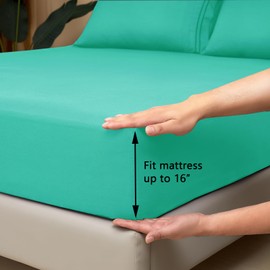 Mejoroom Twin Sheet Set - Hotel Collection Twin Sheets - Bedding Sheets & Pillowcases with Deep Pocket Fitted Sheet, Breathable, Wrinkle & Fade Resistant - 3 Piece(Mint)