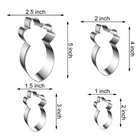 Carrot Cookie Cutter Set in Assorted Sizes - 5 Inch, 4 Inch, 3 Inch, 2 Inch - 4 Piece - Stainelss Steel