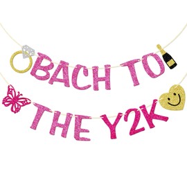 Bach to the Y2K Banner, pancarta de despedida de soltera de los años 2000, decoración de fiesta de regreso a los años 00, pancarta de despedida de soltera, decoración de fiesta de principios de los años 2000, purpurina rosa fuerte