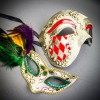 ILOVEMASKS Venetian Silver RED Phantom Ball Men Women Feather Green