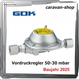 GOK Pre-Pressure Regulator VDR 50/30 Year of Manufacture 2025 for Motorhome, Caravan, Caravan, Gas System (truma)