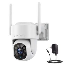 Cromorc 360° View Pan/Tilt/Digital Zoom 5MP WiFi Security Camera Outdoor, Motion Detection, Humanoid Tracking, Floodlight&Siren Alarm, Color Night Vision, PC&Mobile Remote View, Two-Way Audio PTZ