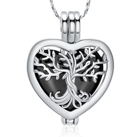 QGJNSGC Cremation Jewellery Heart Urn Necklaces for Ashes for Women Flower Memorial Mini Keepsake Ash Hollow Pendant, Stainless Steel, Zircon