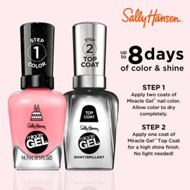 Sally Hansen Miracle Gel Salon Quality Nail Polish | Gel-Like Formula, Two-Step System, No UV Light Needed, Long Lasting | Opaque, Glossy | 341 Pink an Outfit | Classic Pink Nail Color
