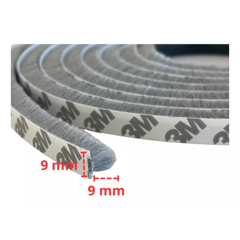 Estuchelandia 30m Tira Sellado 9x9mm Cepillo Cinta Polvera Puerta Ventana