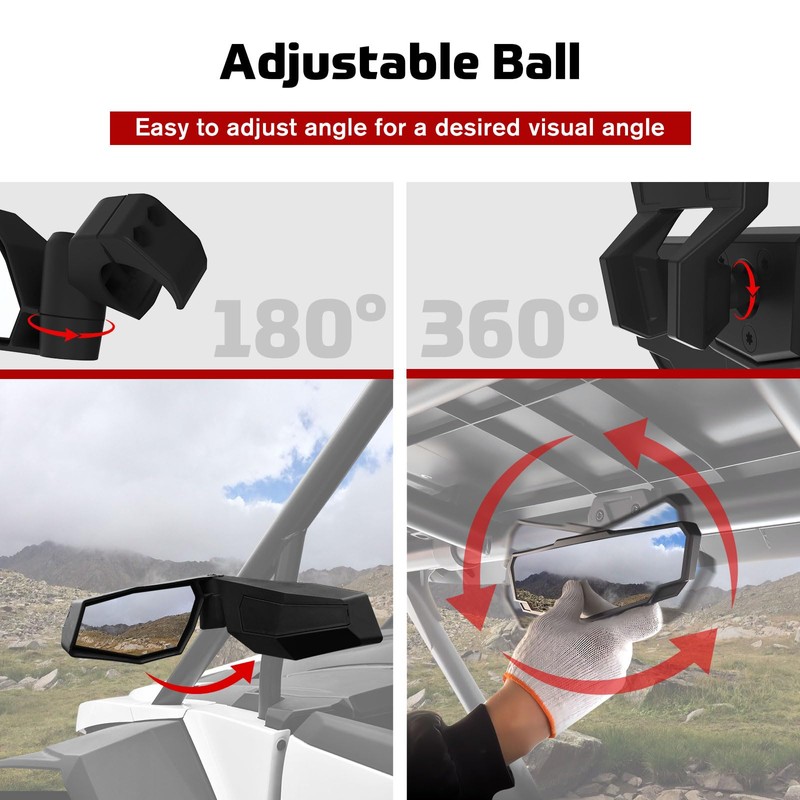 MoGerTor Side Mirrors for 2024 Polaris RZR XP 1000, Adjustable