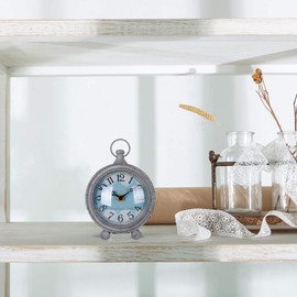 NIKKY HOME Vintage Coastal Beach Blue Table Clock Home Decor for Kitchen, Bathroom, Living Room, Bedroom, Office