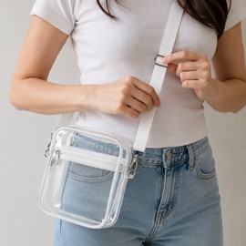 Clear Stadium Approved Crossbody Bag – Transparent PVC Shoulder Purse with Front Pocket