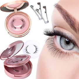 Qsrsjcq Dalarey Magnetic Lashes with Applicator Magnetic Eyelashes Natural Look Clear Band Wispy Reusable Magnetic Eyelashes No Glue Needed Magnetic Lashes Without Eyeliner False Eyelashes (2pcs-B)